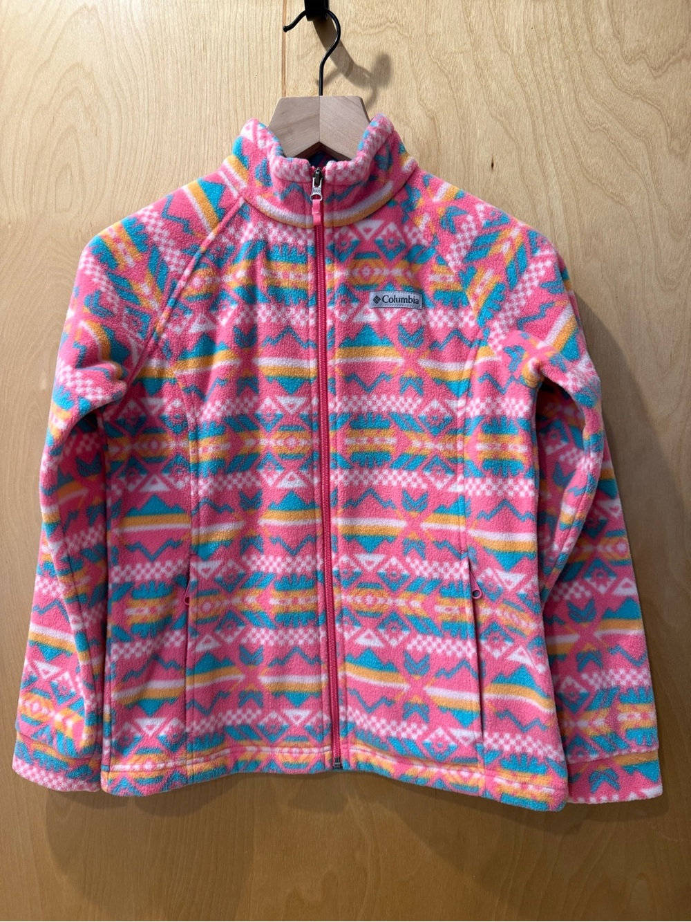 Columbia Multicolor Aztec Fleece Jacket - Pink, Teal, Yellow